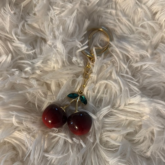 Cherry Charm Gold Keychain - Picture 2 of 4